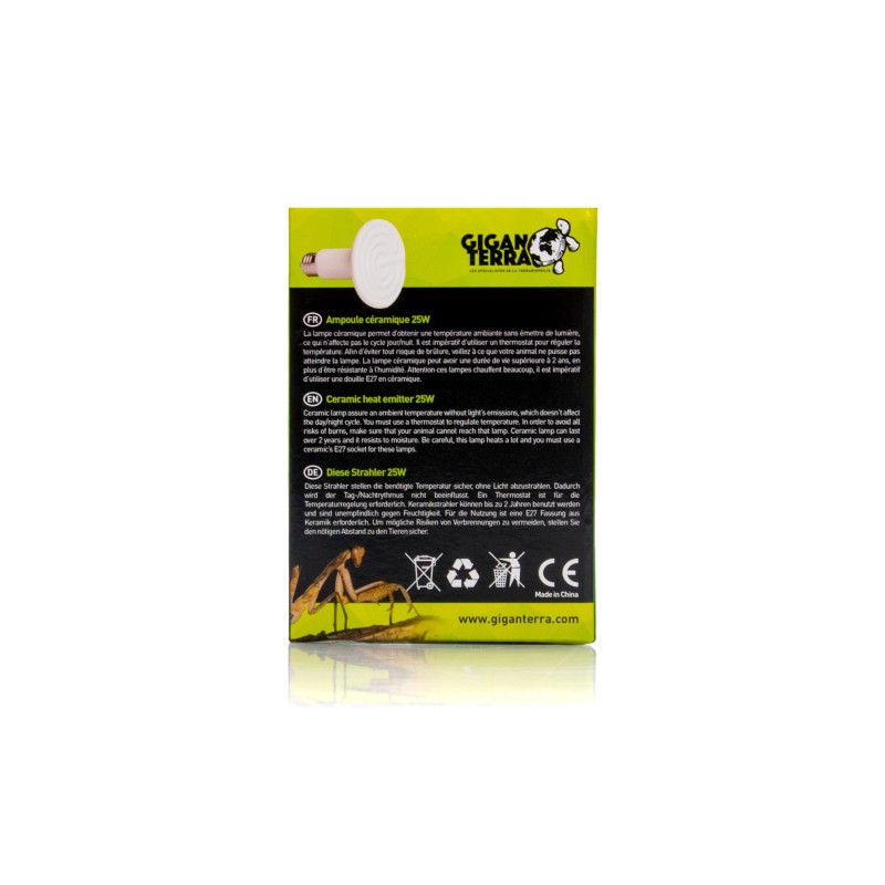 Ampoule céramique 25 W GiganTerra pour reptiles à petit prix