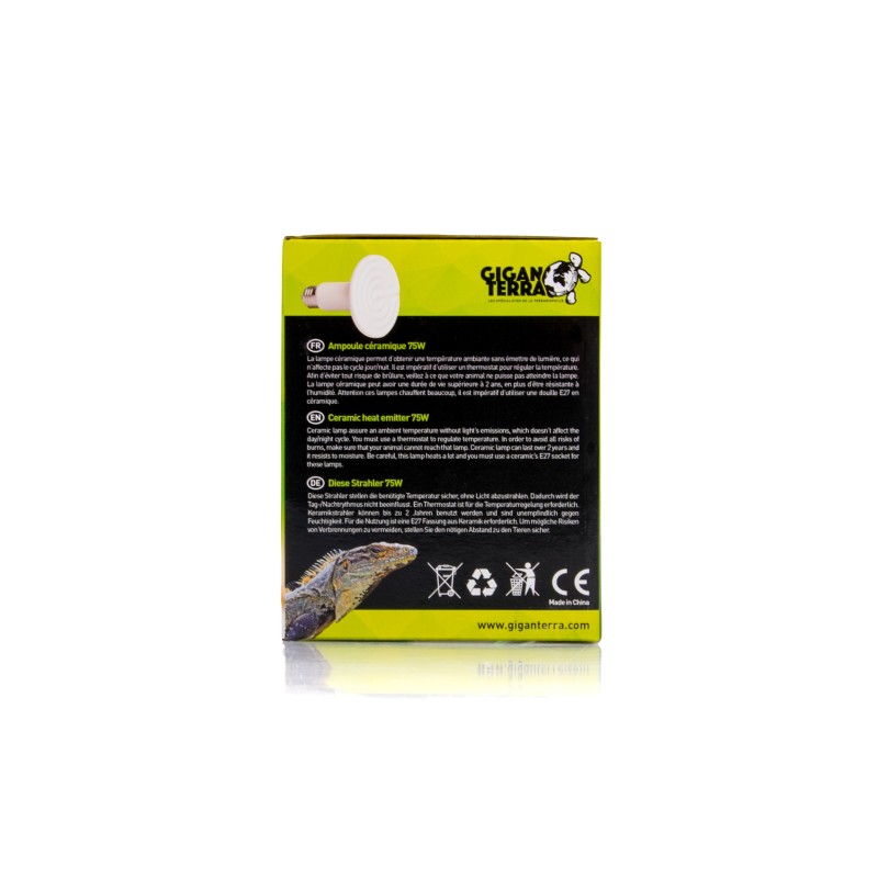 Ampoule chauffante céramique 75W reptiles commande en ligne