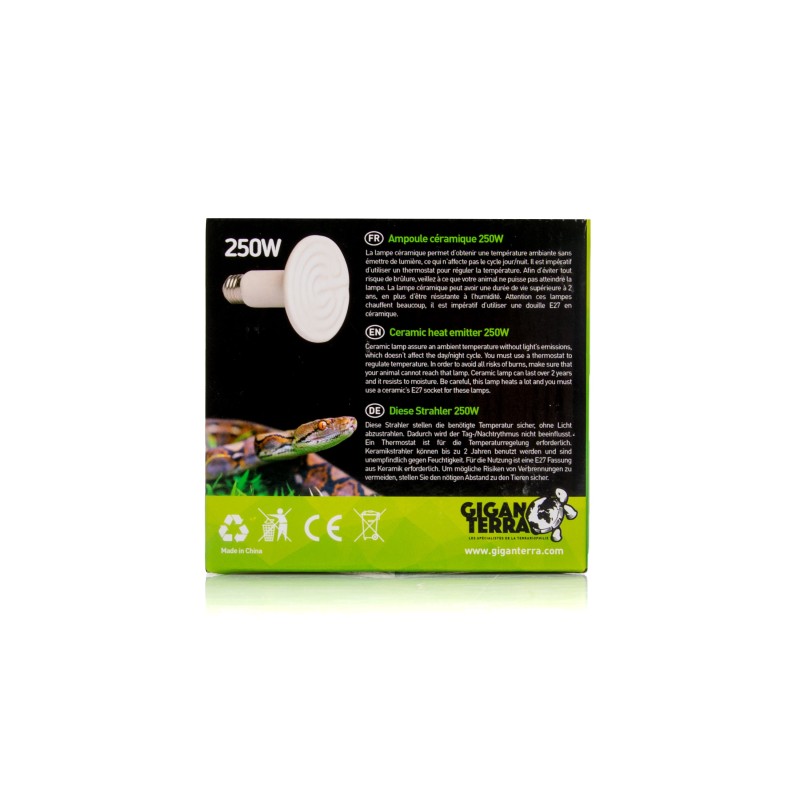 Vente Ampoule céramique 250W reptiles grands terrariums