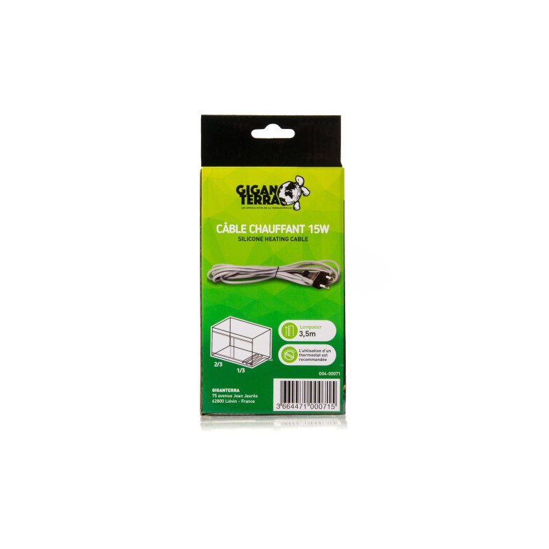 Câble chauffant 15 W GiganTerra 3m50 reptile pas cher