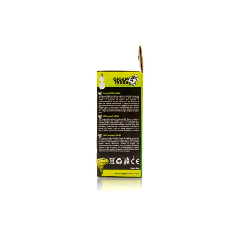 Lampe UVB tropicale 20W GiganTerra pour reptiles en vente