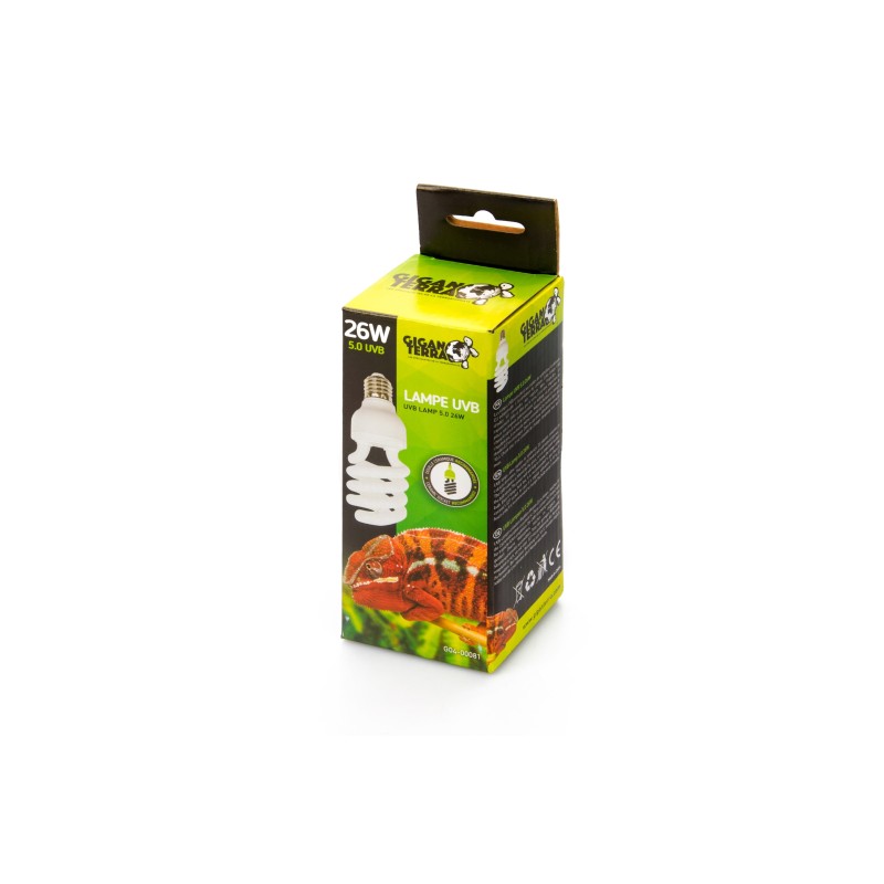 Lampe UVB 26W GiganTerra reptiles tropicaux lumière filtrée