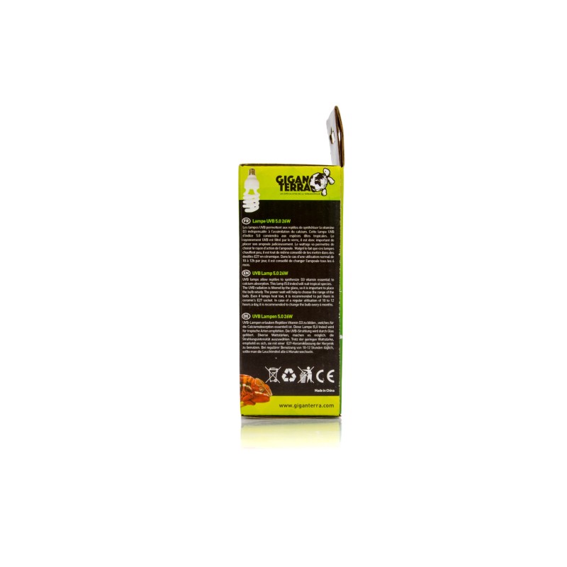 Lampe UVB 26W GiganTerra reptiles tropicaux lumière filtrée