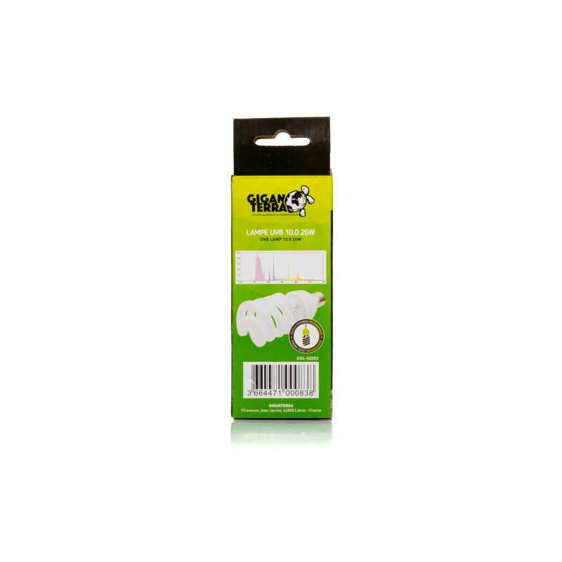 Achat lampe UVB 26W GiganTerra pour reptile désertique