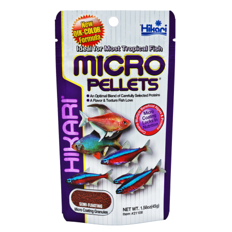 Pot de granulés Hikari Micro Pellets 45 g pour petits poissons tropicaux d'eau douce