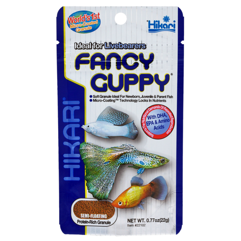 Sachet Hikari Fancy Guppy 22 g granulés pour guppys, platys et mollys