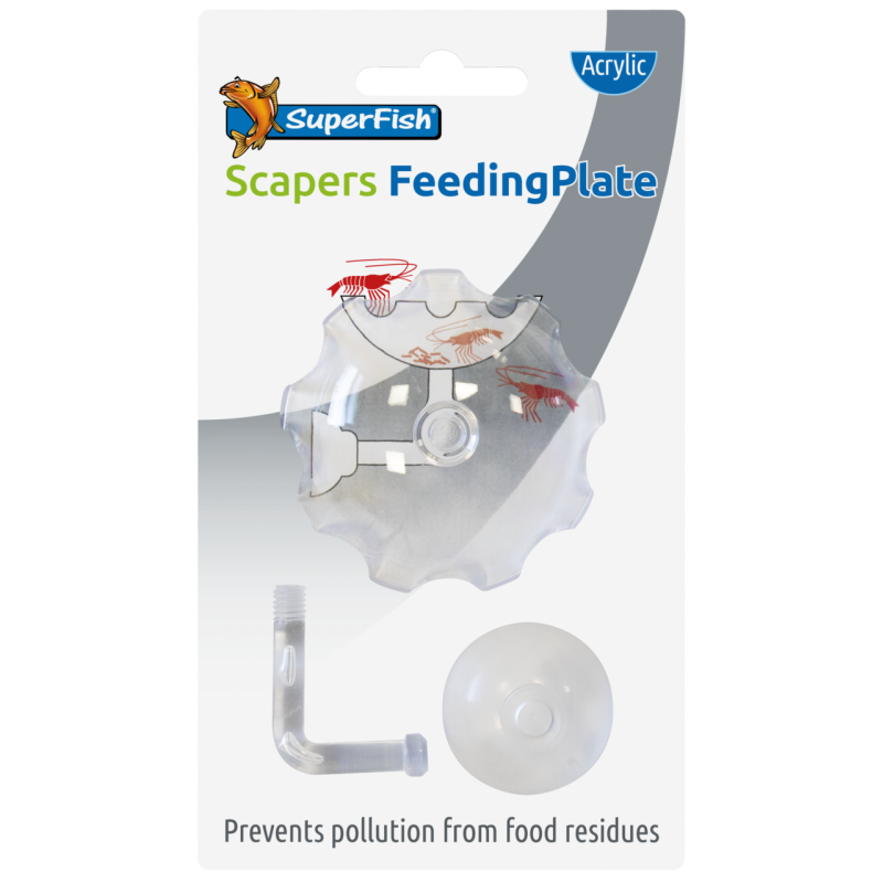 Plat d'alimentation transparent à ventouse SuperFish Scapers pour aquarium