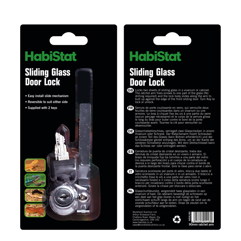 Serrure HabiStat 90 mm pour vivarium : Sécurité pour terrarium coulissant