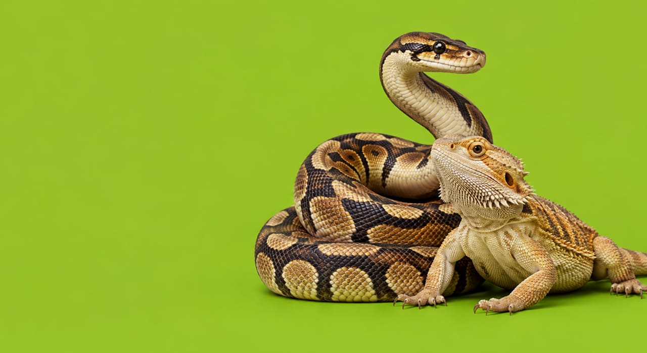 Terrarium aménagé avec reptile, équipements et décors pour la terrariophilie